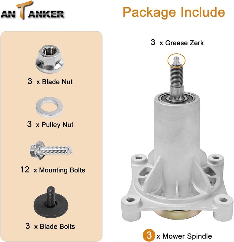 Antanker 187292 187281 587819701 532187281 587253301 Spindle Assembly Fit for yth22v46 Spindle for Husqvarna AYP Crafts Man 42" 46" 48" 54" Lawn Mower Deck(3 Pack) - Image 3